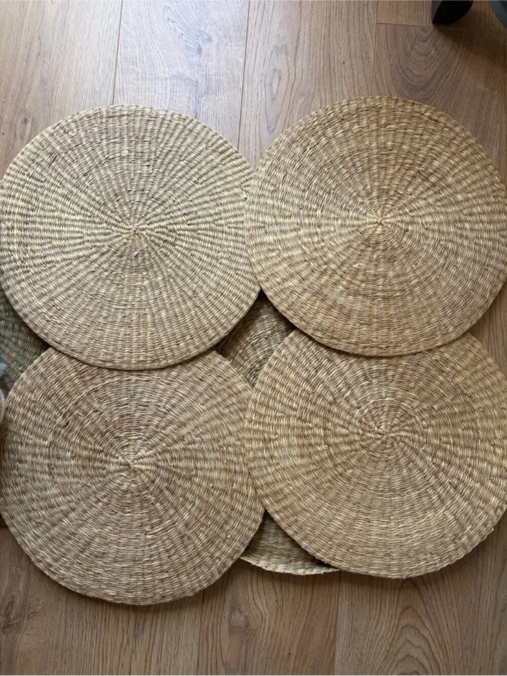 Round Woven Placemats with Storage Case – Set of 4